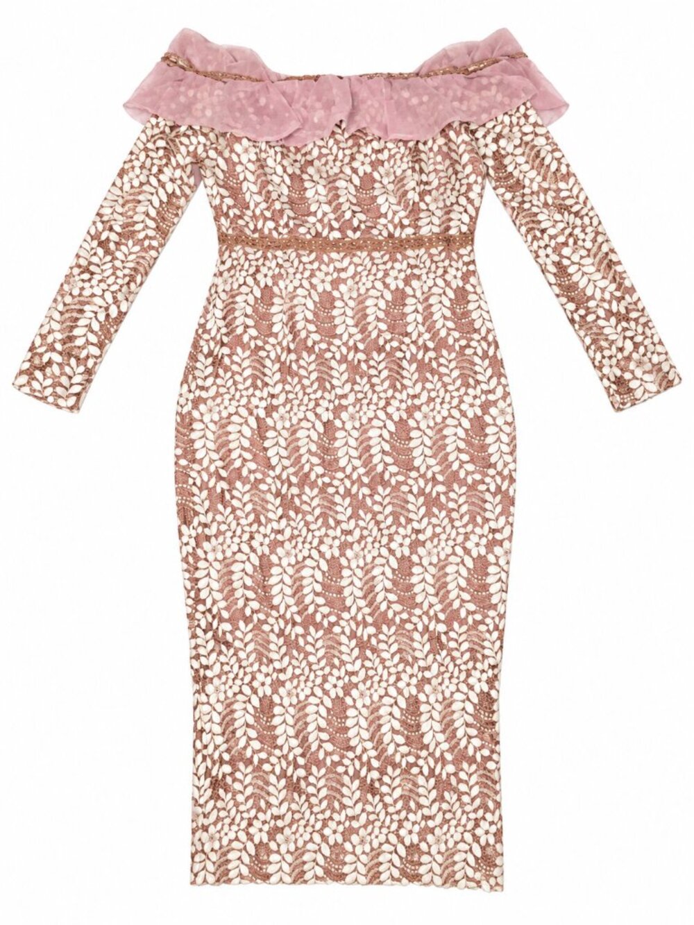 PrettyLittleThing Blush Lace Midi Dress